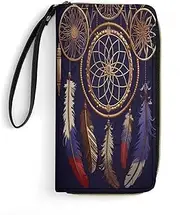 [BFGWK] Big Novelty American Dream Catcher Long Zipper Wallet Leather Wallet Suitable for Men and Women, Style, 7.8x4.1 Inch, Style, 19.7x10.5cm