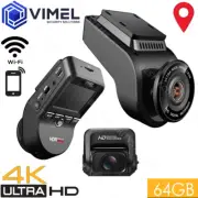 Vimel Dual Dash Camera 64GB 4K GPS WIFI Wireless Car Parking Super Capacitor