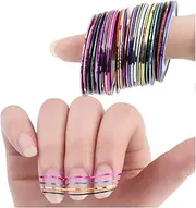 Nail Stickers 30Rolls Mixed Color Striping Tape Line for DIY 3D Nail Art Decorations Foil Decals Set Nail Art Stickers (Size : 30 Rolls)