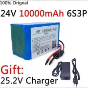 New Li-ion Battery 24V 6S3P 10Ah BMS electric bicycle XT60+DCPlug +25.2V charger