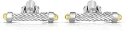 [JewelryWeb] 925 Sterling Silver 18ct Gold and Sparkle Cut/Textured Italian Cable Cuff Bracelet Link