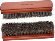 HAMPPLIES Horsehair Shoe Brush Set 2 Pcs Boot Cleaning Brush for Polishing Leather Shoes Upholstery Soft Bristle Ergonomic Handle for Home Travel