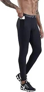 [Ouruikia] Men's Sports Leggings Compression Pants Running Tights Athletic Leggings Base Layer Bottoms with Pocket