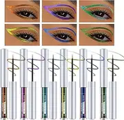 Glitter Liquid Eye Liner, Liquid Eye Liner Glitter Portable Make-Up Eye Liner Set of 6 Long Lasting Makeup Tools, Portable Colour Cosmetics for Women