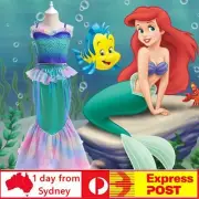 Girls 2023 The Little Mermaid Ariel Costume Dress Party Book Week Accessory 3-10