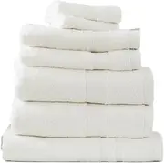 7pc Renee Taylor Stella Face/Hand Bath Towel/Mat Set 650 GSM Bamboo Cotton White