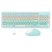 Wireless Keyboards Mouse Combos, Colorful Cute Typewriter Full-Size Retro Rou...