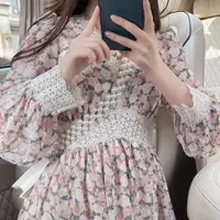 在飛比找蝦皮購物優惠-【高品質】👗👗碎花洋裝 碎花洋裝短袖  碎花洋裝過膝長洋裝 