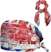[YTYVAGT] Scrub Caps Women,Scrub Hats Suitable for Women,British Flag and Wall Texture