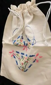 Embroidered Premium Calico Tote Bag PULL STRING Embroidered BAG