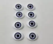 4 Pair VTG Zims 8mm Iris Realistic Blue Oval Plastic Human Dolly Eyes Crafts