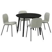 LISABO / KARLPETTER table and 4 chairs, black/Gunnared light green black, 105 cm