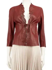 Red Leather Laser-Cut Jacket