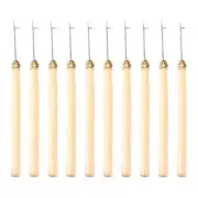 10PCS Wig Crochet Needles DIY Loop Needle Hook Tool with Wood Handle for Doll
