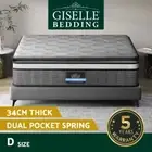 Giselle Bedding 34cm Mattress Pillow Top Bed Double Pocket Spring Bamboo Double