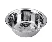 Stainless Steel Holes Washing Rice Sieve Strainer Fruits Vegetable Drain Bowl-Silver - Silver