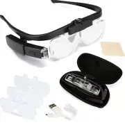 Head Mount Magnifier Glasses With 3 Detachable Lenses and LED Professional Light