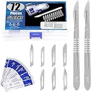 Glarks 72Pcs Surgical Blade with Handle Kit, 70pcs #20#21#22#23#24#18 Scalpels Surgical Sterile Blades with 2pcs #4 Scalpel Knife Handle Kit for Biology Lab Anatomy, Practicing Cutting, Sculpting