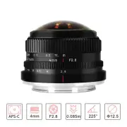 7artisans 4mm F2.8 Fisheye Manual Focus Lens For Canon Fuji M4/3 Sony E Mount