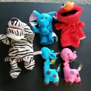 Baby Child Animal Plush/Puppets Elmo, Zebra, Giraffe, Elephant NEW & UNUSED