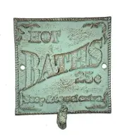 Hot Bath Plaque Sign Towel Coat Robe Hook Rustic Western Home Decor