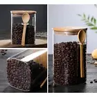 Airtight Food Storages Glass Coffee Spices Flour Jars Containers With Lids Spoon