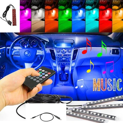 RGB LED Glow Car Interior Under Dash Footwell Seat Inside Lighting Music Control