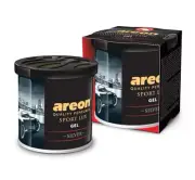 Car Scent Container Air Freshener + Lid Lux Silver / 3 Piece Genuine Areon Gel
