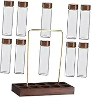 CONGARTENO 1 Set Coffee Beans Storage Tubes with Display Stand Airtight Glass Coffee Containers Spices and Herbs Compact Design for Kitchen Organization