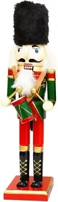 Christmas Wooden Nutcracker w/ Drum - Decorative Figurine, Ornament - 12" Tall