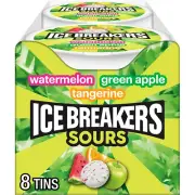 8-Pack ICE BREAKERS Sours Apple, Tangerine & Watermelon Sugar Free Breath Mints