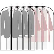 6 Pack Breathable Clothes Covers with Zip 60x80cm Hanging Garment Covers Bags Moth-Proof Storage Bag for Men Suit Dress Bag Covers Dust Cover for Wardrobe Stor