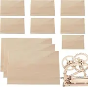 Thin Wood Sheets - Unfinished Plywood Boards, Engraving Blanks, Craft Panels | Precision Cut 10-Piece Set with Smooth, Ideal for Wood Burning, Cutting, Painting, Model Making