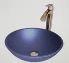 Vigo Cavalli Glass Vessel Bathroom Sink in Black Linus Faucet in Gold VGT1489