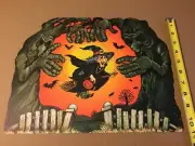 VINTAGE HALLMARK DIE CUT WITCH AND HAUNTED FOREST WITH 3D TREE HANDS NOS!