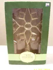 Vintage Christmas Tree Topper- Leaded Glass Clear Star Gold Base 11” NIB 2002