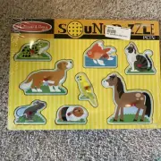 Melissa & Doug Pets Sound Puzzle - Wooden Peg Puzzle With Sound Effects (8 pcs)