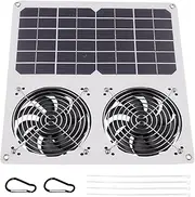 Solar Panel Exhaust Fan | Solar Operated Fan | Double Fan Exhaust | Outdoors Ventilations Fans with 12V Solars Outdoors Fan for RV, Kitchens, Greenhouses, Pet Houses