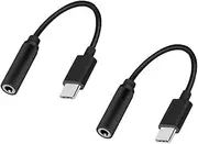 COHEALI 2pcs C to Audio Adapter USB C Male to Female Jack Converter Reversible Design for USB Black for Headphones and Audio Devices