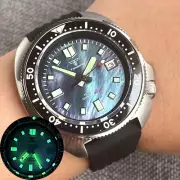 44mm Tandorio MOP Pearl Dial Watch For Men 20Bar Waterproof NH35A Black Rubber