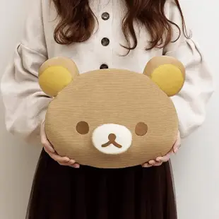 【San-X】拉拉熊 懶懶熊 療癒系列 燈芯絨大臉靠墊 抱枕 拉拉熊(Rilakkuma)