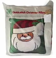 Vintage 1978 Columbia-Minerva “Quickstitch Christmas Santa Pillow” 16”X16” NEW
