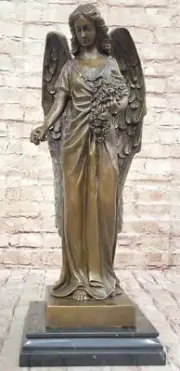 Signed Moreau Angel Religious Bronze Sculpture Mythical Statue Sculpture Decor