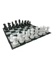 [Jenjo] Giant Size Plastic Outdoor Chess Game Set w/Mat 3x3m