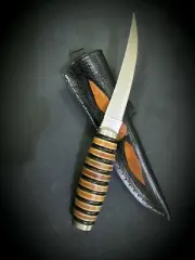 RaB Handmade D2 Tool Steel Fixed Blade Scandinavian/Puukko Fillet Knife W/Sheath