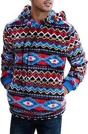 [Beotyshow] Mens Aztec Fleece Jackets Fuzzy Sherpa Sweatshirts Button