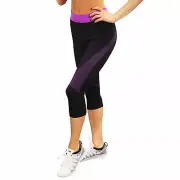 Comfortable Women Seamless Striped Capri Leggings Black Sizes S M L XL 9915
