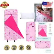 Ballerina Themed Kids Nap Mat - Cozy, Washable Sleep Mat with Attached Pillow