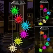 Solar Automatic Color-Changing LED Sunflower Wind Chime Light Garden Party Decor