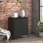 Sideboard Unit Black Chipboard Industrial Metal Legs 2 Shelves Storage Cabinet